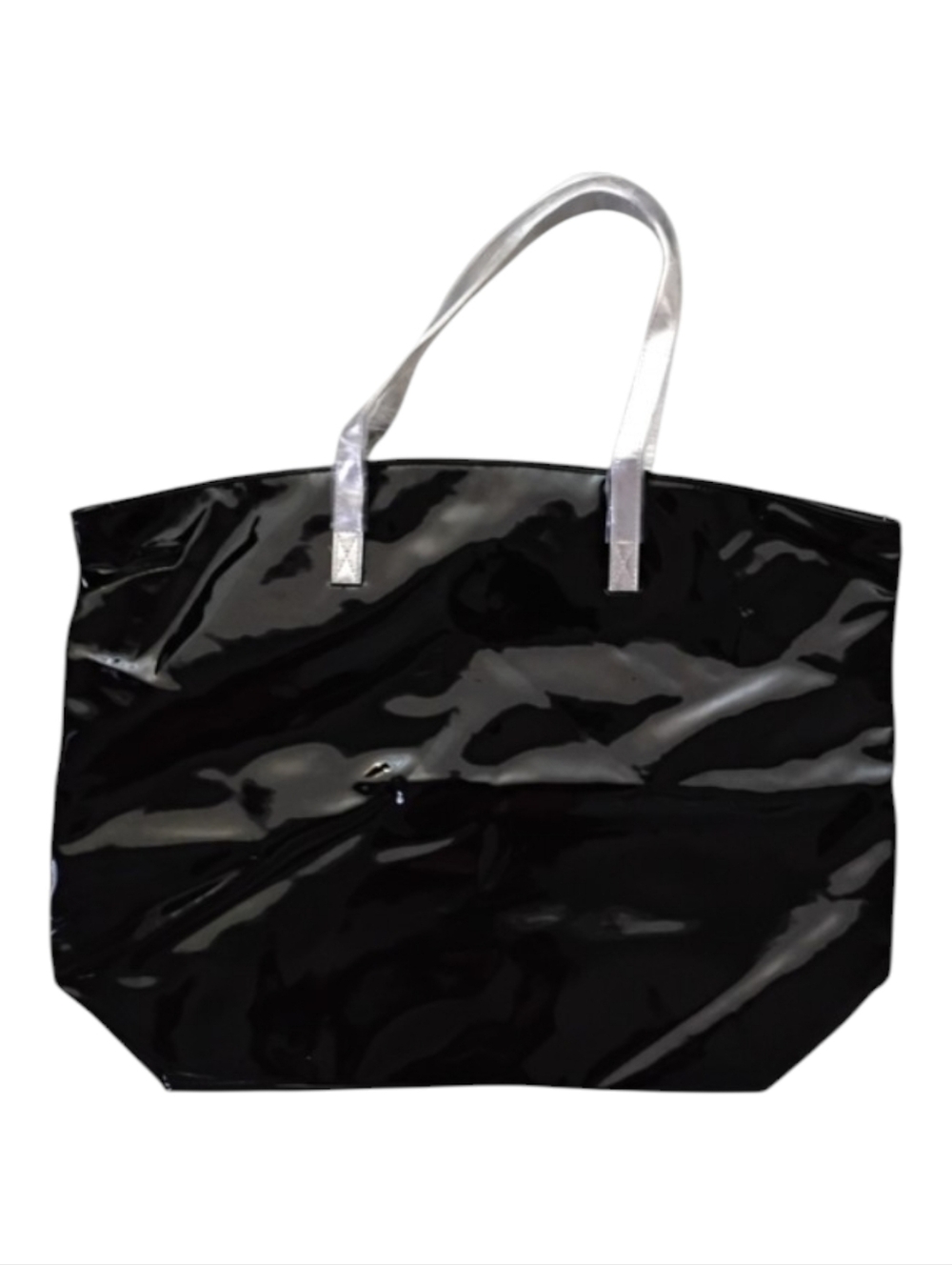 Jimmy Choo Parfume Black Faux Leather Tote with Silver Straps - Picture 2 of 10